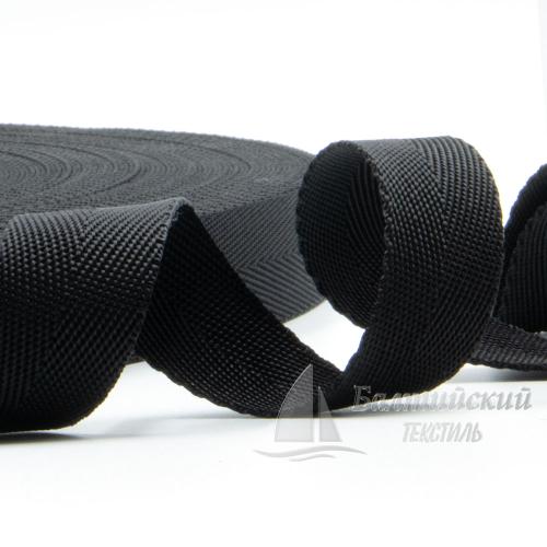 Тесьма стропольная 25мм 14г ёлочка черная