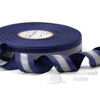 Лента световозвращающая ранцевая 25/10мм синий/серый